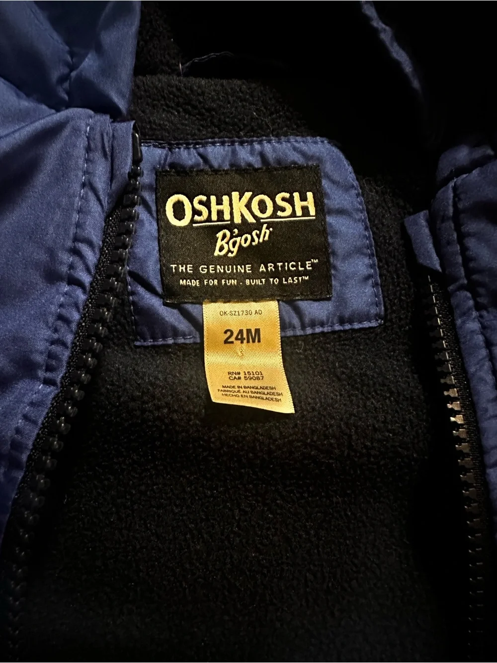 OshKosh B'gosh Bright Blue Hooded Rain Jacket with Logo Tape
